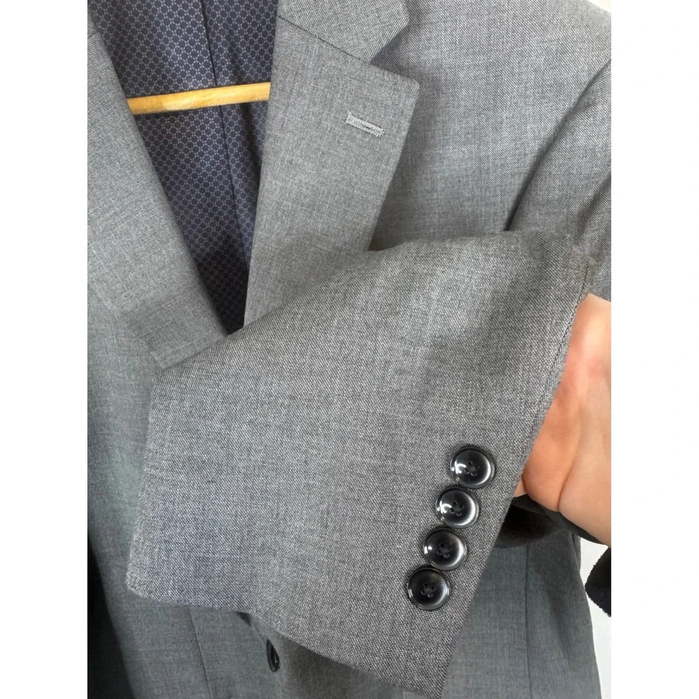 Van Heusen Mens Cool Flex Slim Fit‎ Blazer Gray Sport Coat 40L Tall